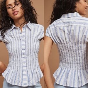 Maeve Bellamy Striped Smocked Top